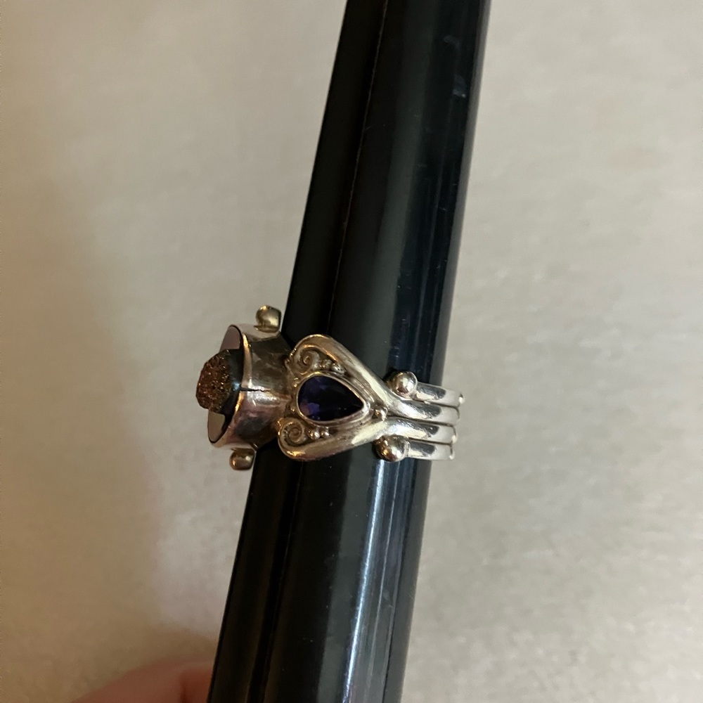 Sterling Silver Titanium Drusy 7.5 Ring - image 4
